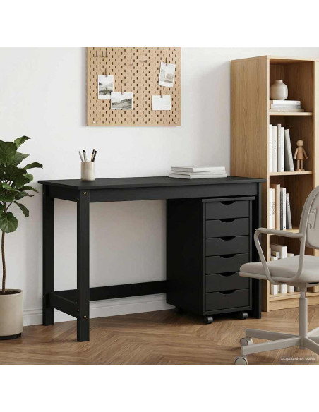 Set scrivania e mobiletto su ruote MOSS 2 pcs Nero
