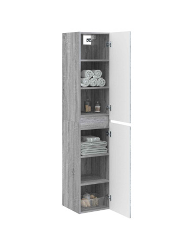 Mobiletto da Bagno a Muro Sonoma grigio 33 x 34,5 x 160 cm