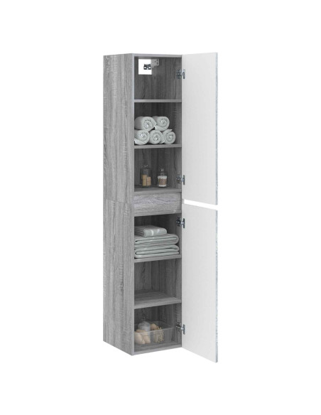 Mobiletto da Bagno a Muro Sonoma grigio 33 x 34,5 x 160 cm
