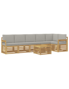 Set di divani da esterno 7 pcs Bianco e Grigio Chiaro 2