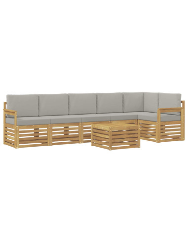 Set di divani da esterno 7 pcs Bianco e Grigio Chiaro