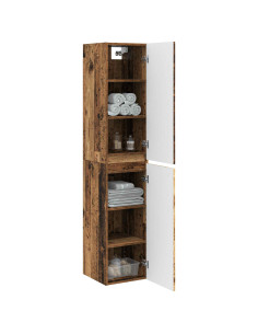 Mobiletto da Bagno a Muro Legno antico 33 x 34,5 x 160 cm 2
