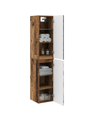 Mobiletto da Bagno a Muro Legno antico 33 x 34,5 x 160 cm