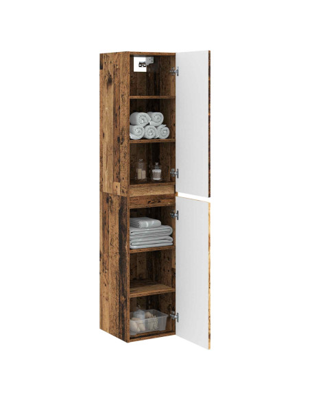 Mobiletto da Bagno a Muro Legno antico 33 x 34,5 x 160 cm