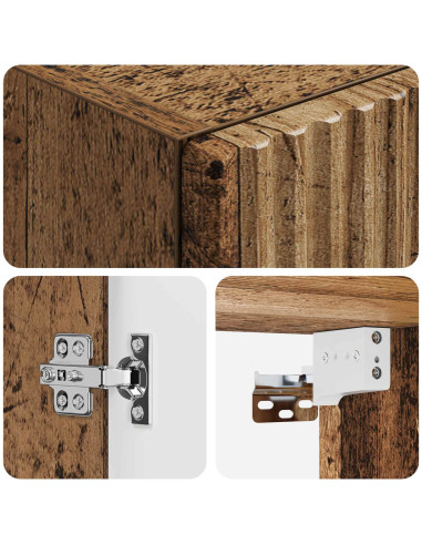Mobiletto da Bagno a Muro Legno antico 33 x 34,5 x 160 cm