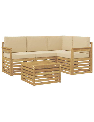 Set di divani da esterno 5 pcs Bianco e Beige 59 x 59 x 37 cm