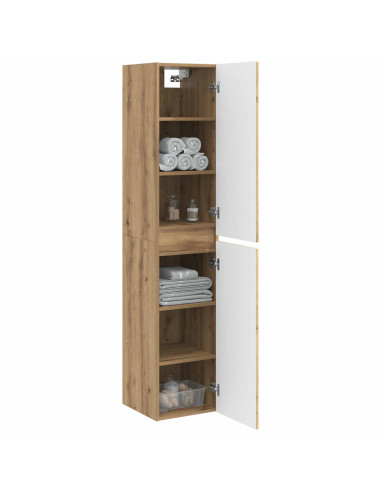 Mobiletto da Bagno a Muro Rovere Artigianale 33 x 34,5 x 160 cm