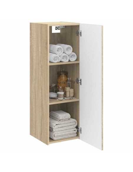Mobiletto da Bagno a Muro Rovere Sonoma 33 x 34,5 x 100 cm