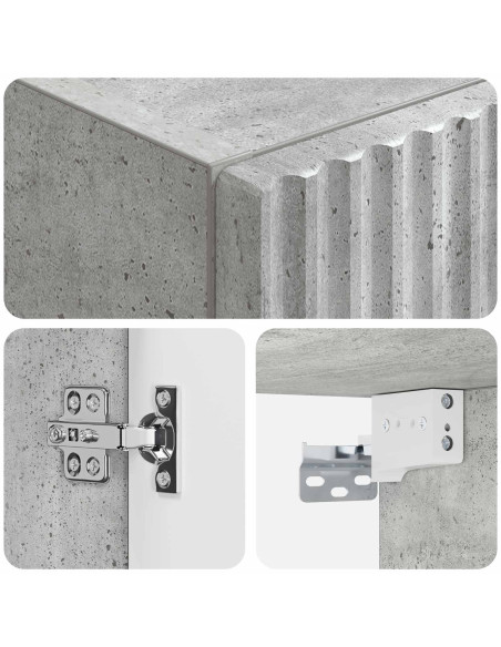 Mobiletto da Bagno a Muro Grigio Cemento 33 x 34,5 x 100 cm