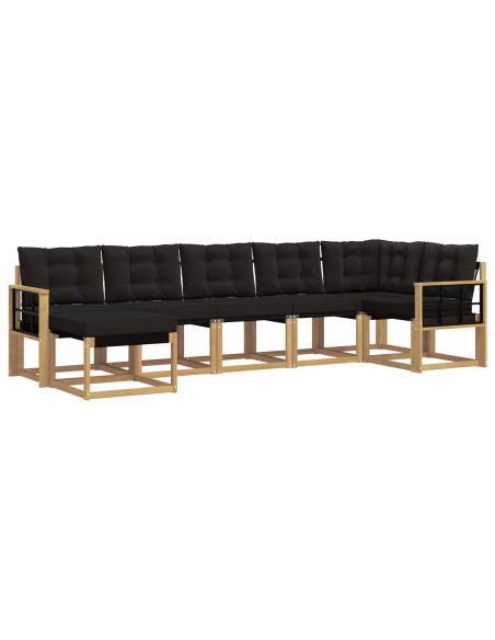 Set di divani da esterno con cuscino 7 pcs Bianco e Nero