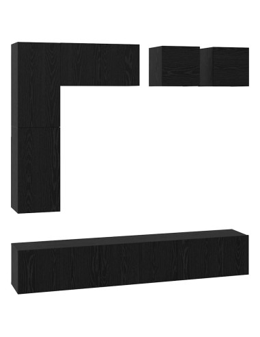 Set mobile TV 8 pcs Rovere Nero Legno multistrato