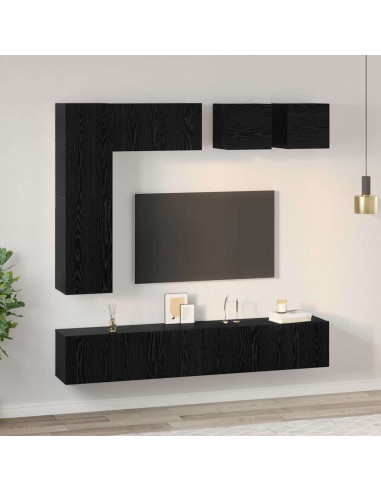 Set mobile TV 8 pcs Rovere Nero Legno multistrato