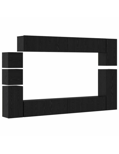Set mobile TV 9 pcs Rovere Nero Legno multistrato