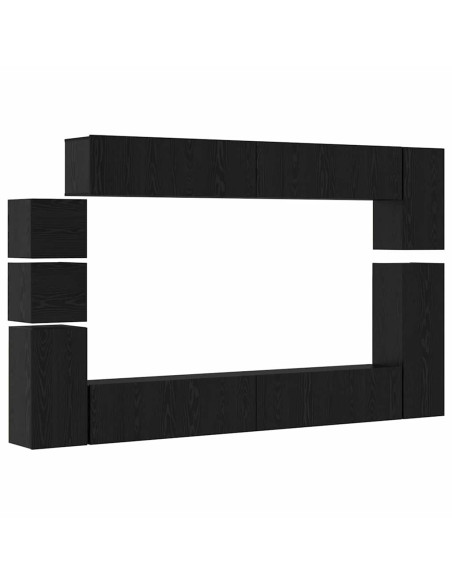 Set mobile TV 9 pcs Rovere Nero Legno multistrato