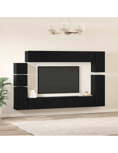 Set mobile TV 9 pcs Rovere Nero Legno multistrato