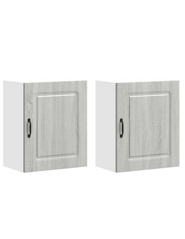 Pensili da cucina 2 pz Kalmar Grigio in Legno Multistrato Sonoma