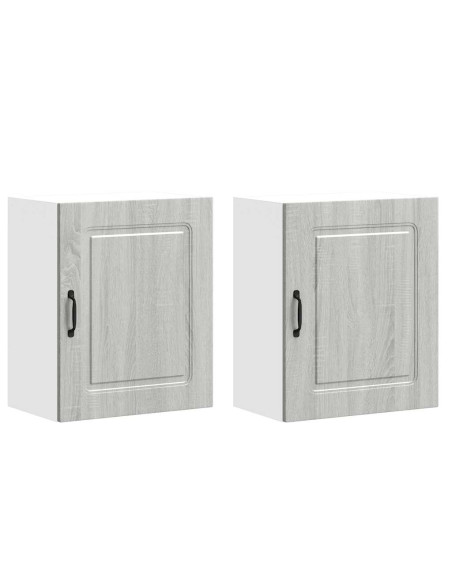 Pensili da cucina 2 pz Kalmar Grigio in Legno Multistrato Sonoma
