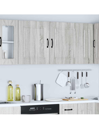 Pensili da cucina 2 pz Kalmar Grigio in Legno Multistrato Sonoma