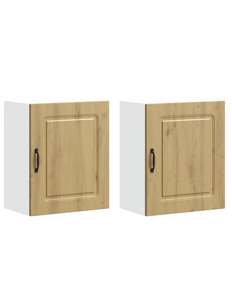Pensili da cucina 2 pz Kalmar in Legno Multistrato Rovere Artigianale