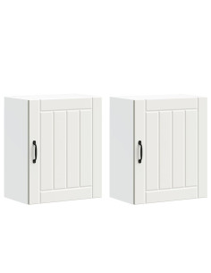 Pensili da cucina 2 pz Lucca in Legno Multistrato Bianco 2