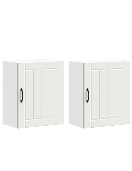 Pensili da cucina 2 pz Lucca in Legno Multistrato Bianco