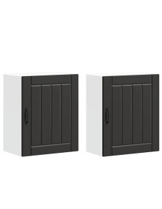 Pensili da cucina 2 pz Lucca in Legno Multistrato Nero 2