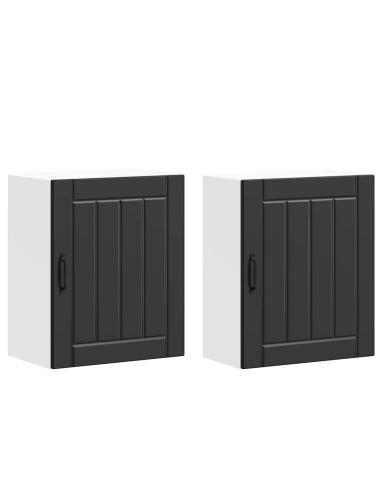 Pensili da cucina 2 pz Lucca in Legno Multistrato Nero