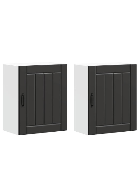 Pensili da cucina 2 pz Lucca in Legno Multistrato Nero
