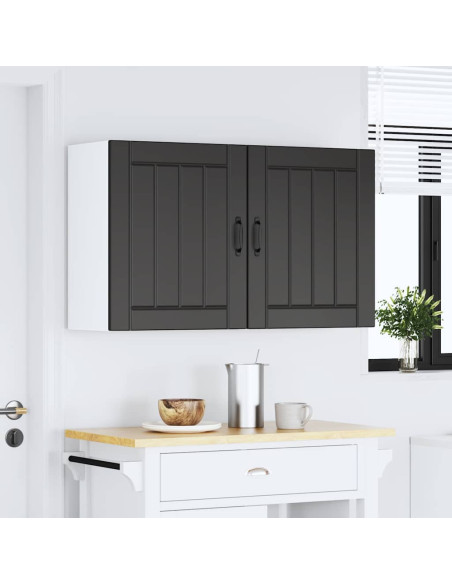 Pensili da cucina 2 pz Lucca in Legno Multistrato Nero