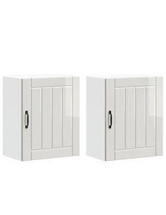 Pensili da cucina 2 pz Lucca in Legno Multistrato Bianco Lucido 2