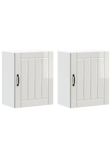 Pensili da cucina 2 pz Lucca in Legno Multistrato Bianco Lucido