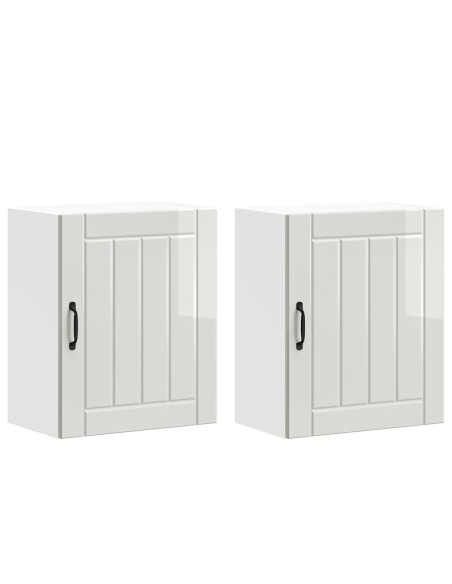 Pensili da cucina 2 pz Lucca in Legno Multistrato Bianco Lucido