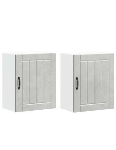 Pensili da cucina 2 pz Lucca in Legno Multistrato Grigio cemento 2