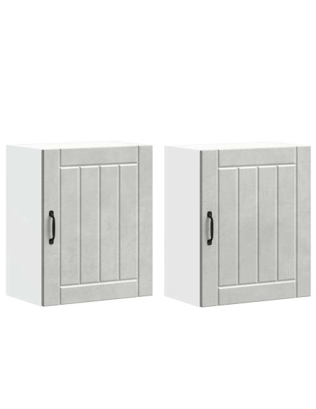 Pensili da cucina 2 pz Lucca in Legno Multistrato Grigio cemento
