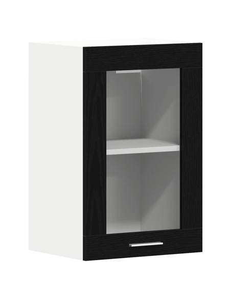 Mobile pensile in vetro rovere Nero 40x31x60 cm in Legno Multistrato