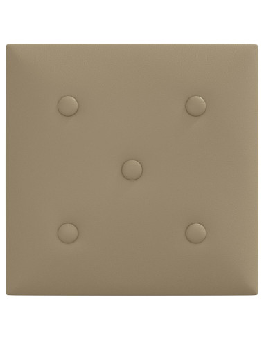 Testiera da Parete 12 pcs Cappuccino 30 x 30 cm Pelle Sintetica