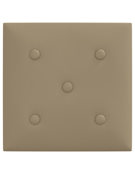 Testiera da Parete 12 pcs Cappuccino 30 x 30 cm Pelle Sintetica