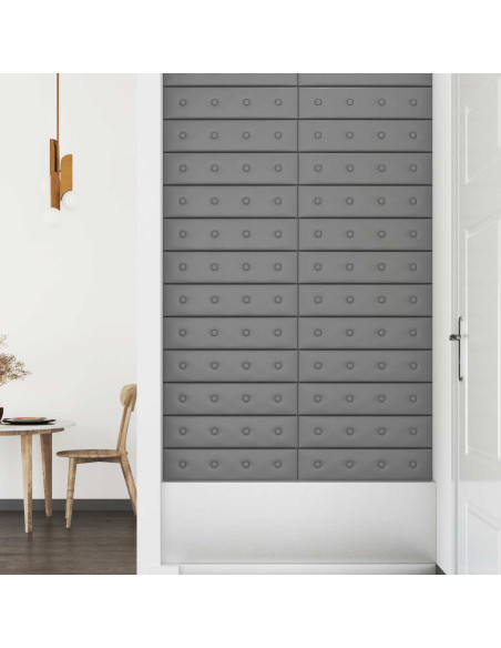 Testiera da Parete 12 pcs Grigio 60 x 15 cm Pelle Sintetica