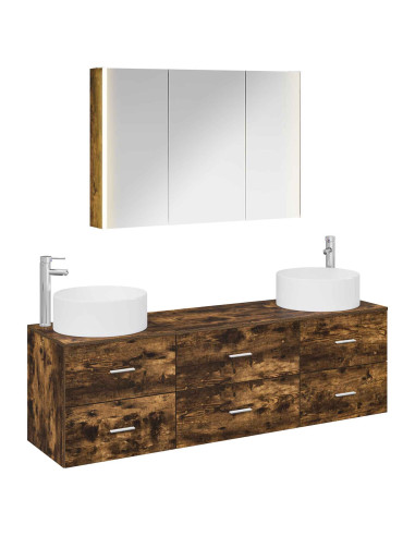 Set di mobili per il bagno 4 pcs Rovere Fumo