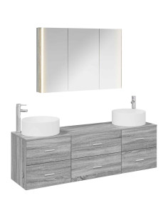 Set di mobili per il bagno 4 pcs Sonoma grigio