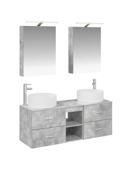 Set di mobili per il bagno 5 pcs Grigio Cemento