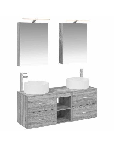 Set di mobili per il bagno 5 pcs Sonoma grigio
