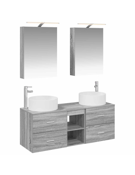 Set di mobili per il bagno 5 pcs Sonoma grigio