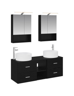 Set di mobili per il bagno 5 pcs Rovere Nero