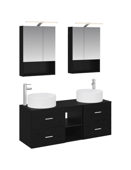 Set di mobili per il bagno 5 pcs Rovere Nero