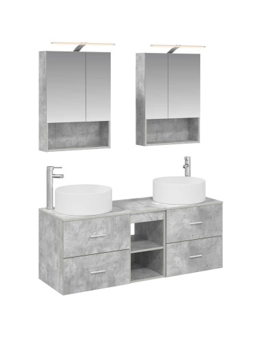 Set di mobili per il bagno 5 pcs Grigio Cemento