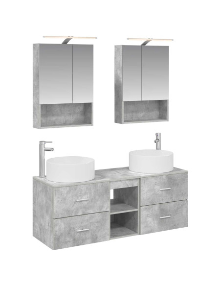 Set di mobili per il bagno 5 pcs Grigio Cemento