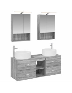Set di mobili per il bagno 5 pcs Sonoma grigio
