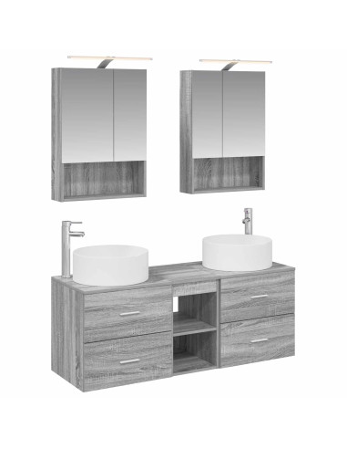Set di mobili per il bagno 5 pcs Sonoma grigio