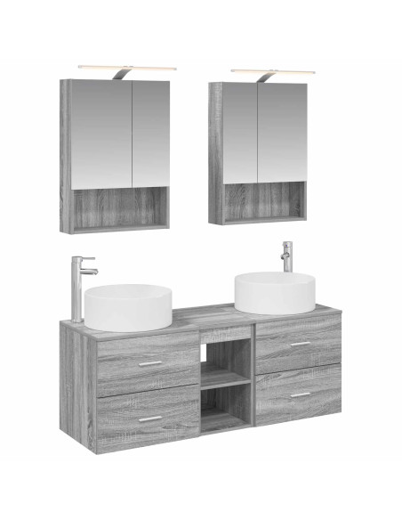Set di mobili per il bagno 5 pcs Sonoma grigio